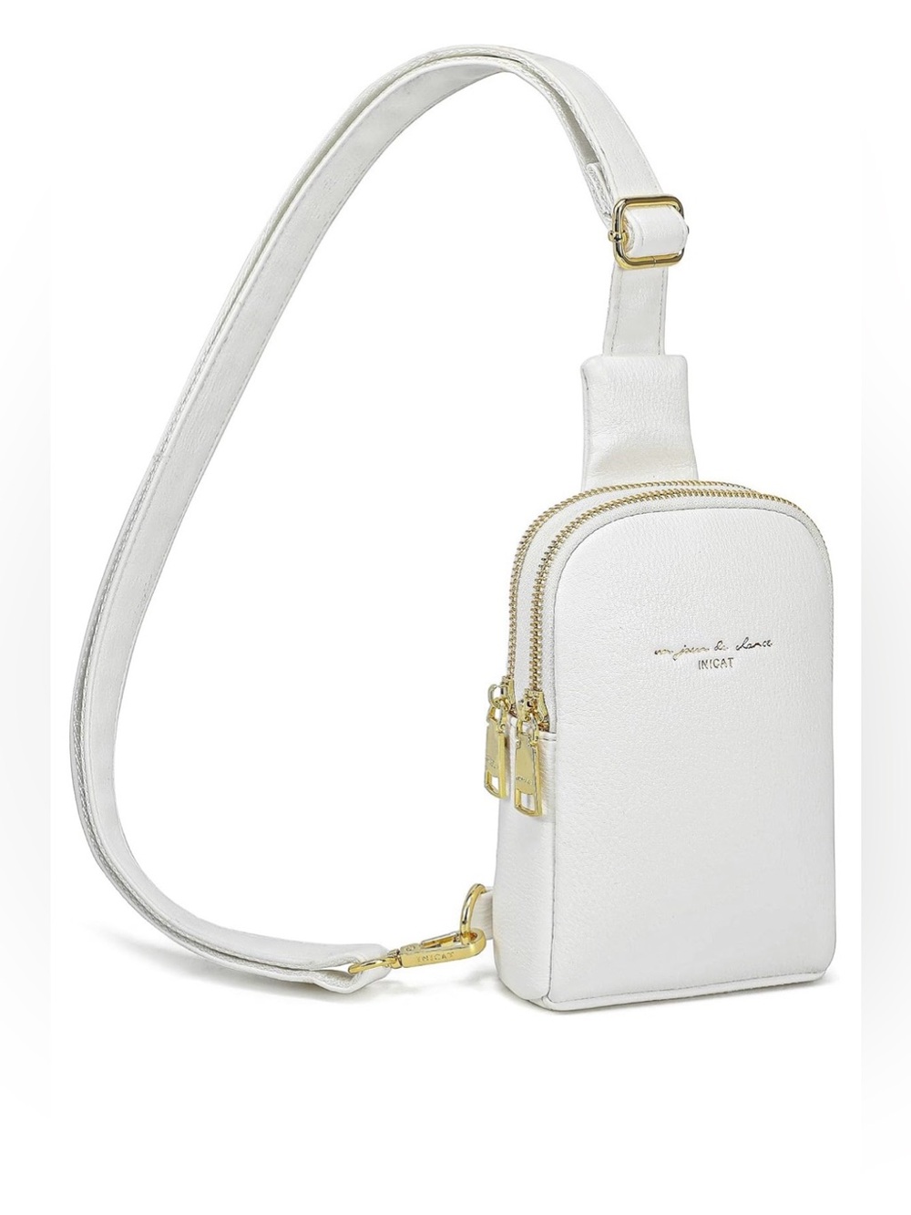 INICAT White Faux Leather Crossbody Bag Small Shoulder Purse Un Jour De Chance